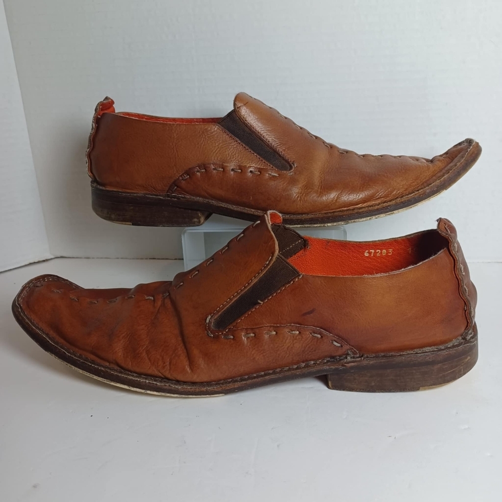 Mark Nason 67203‎ Brown Leather Slip On Square Toe Stretch Men's 10 Italy